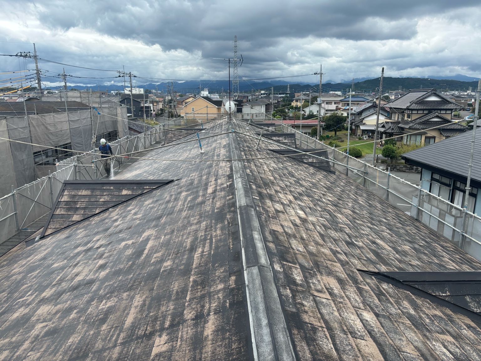 東松山市アパートの屋根塗装施工前